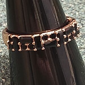 RBP6784 Dazzled By Deco Size 9 Ring Black Onyx Cubic Zirconia on Rose Gold  NWT